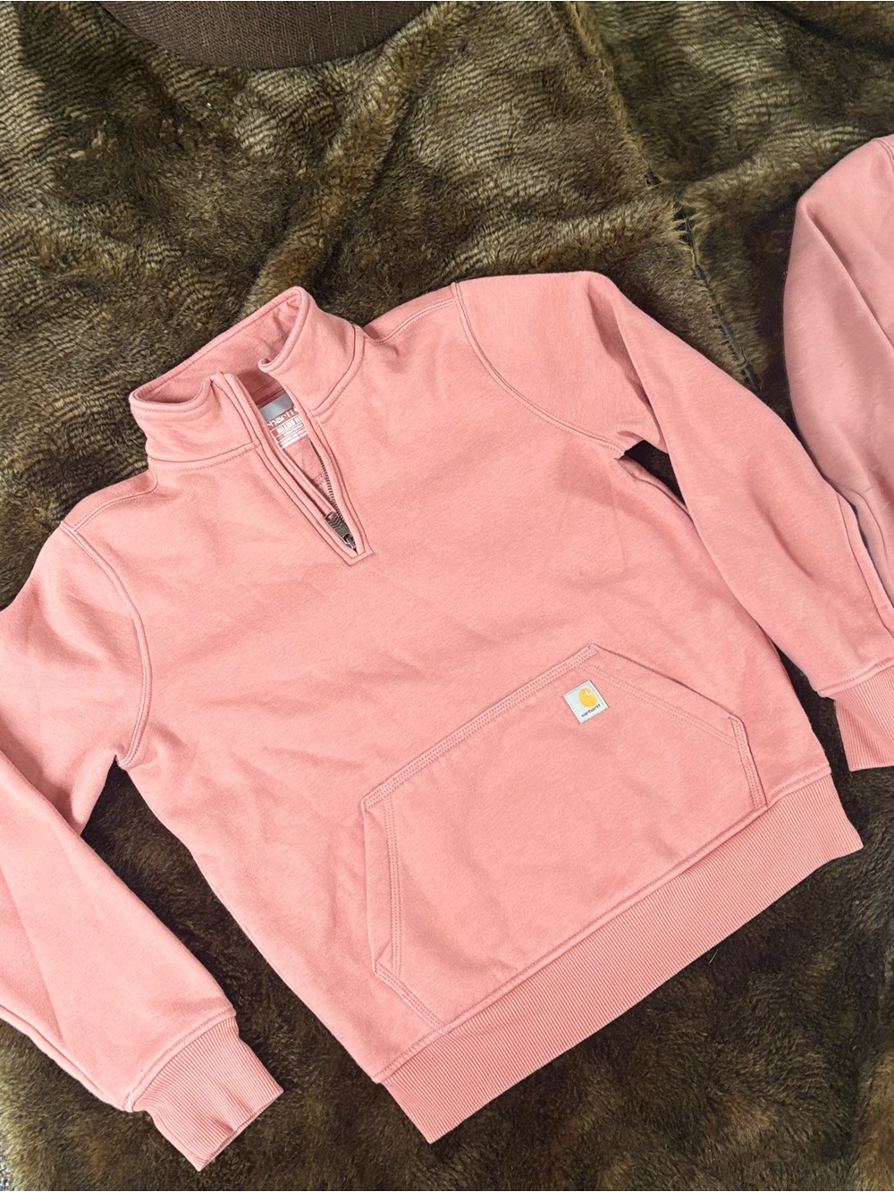 Carhartt Women's Pink Quarter-Zip Cowl Sweatshirt